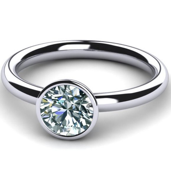 NEW! GENUINE SPARKLING MOISSANITE DIAMOND SOLITAIRE 1 CT. RING US 7 - Picture 2 of 4